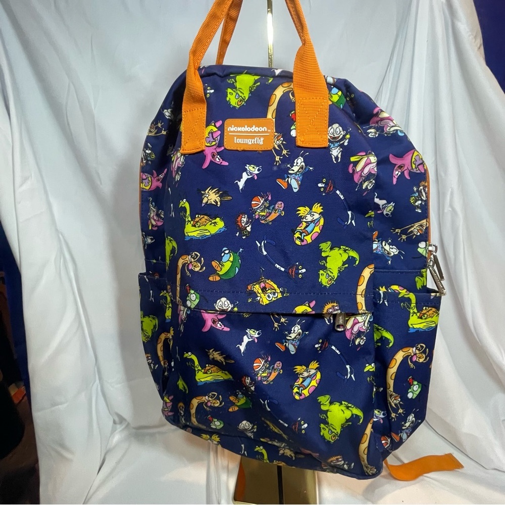 Loungefly Blue and Orange Backpack with Cartoon Print